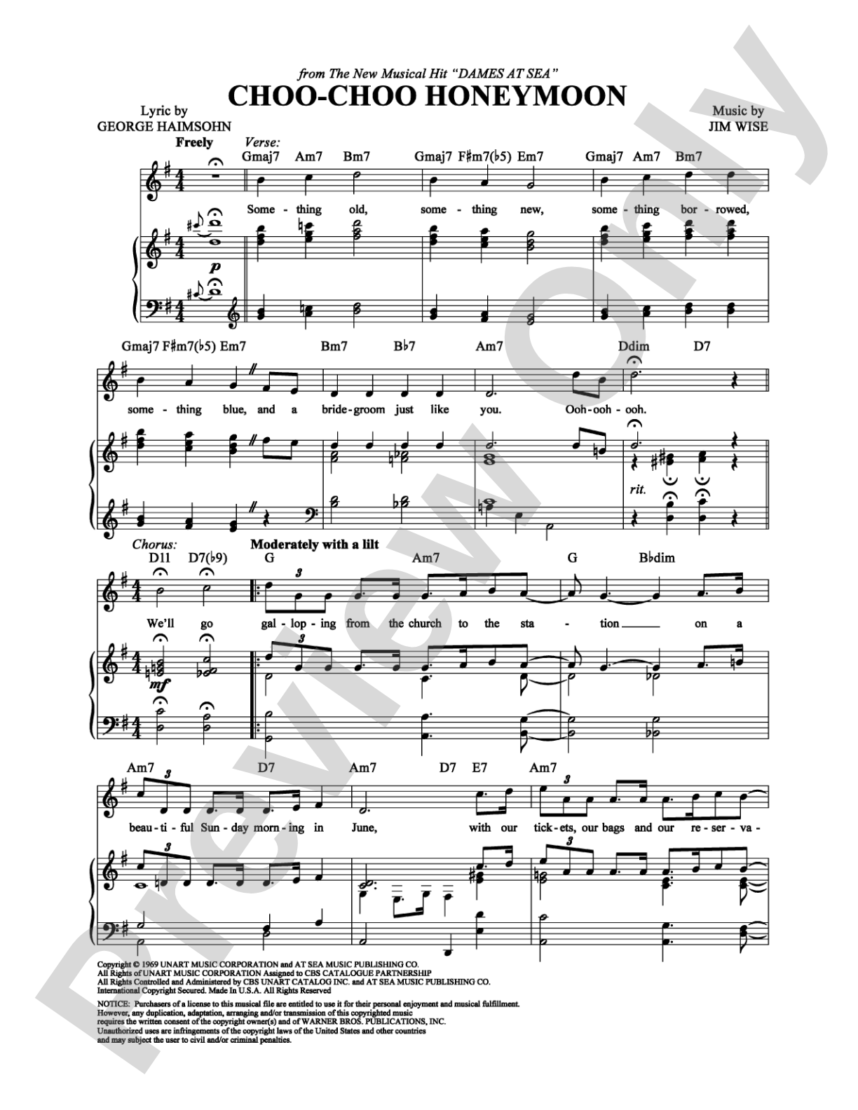 Choo-Choo Honeymoon: Piano/Vocal/Chords Digital Sheet Music