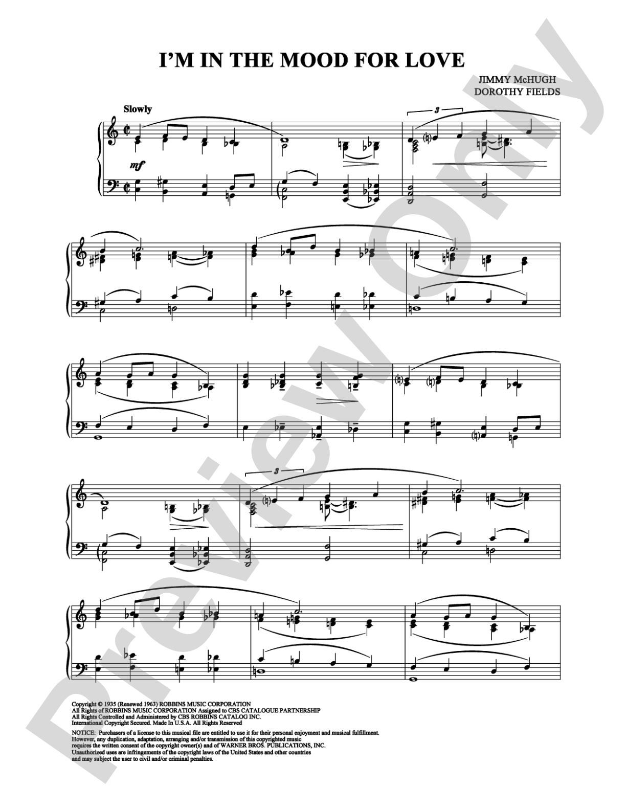 I'm in the Mood for Love: Piano Digital Sheet Music