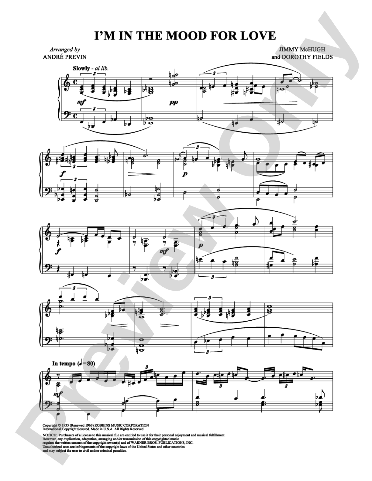 I'm in the Mood for Love: Piano Digital Sheet Music