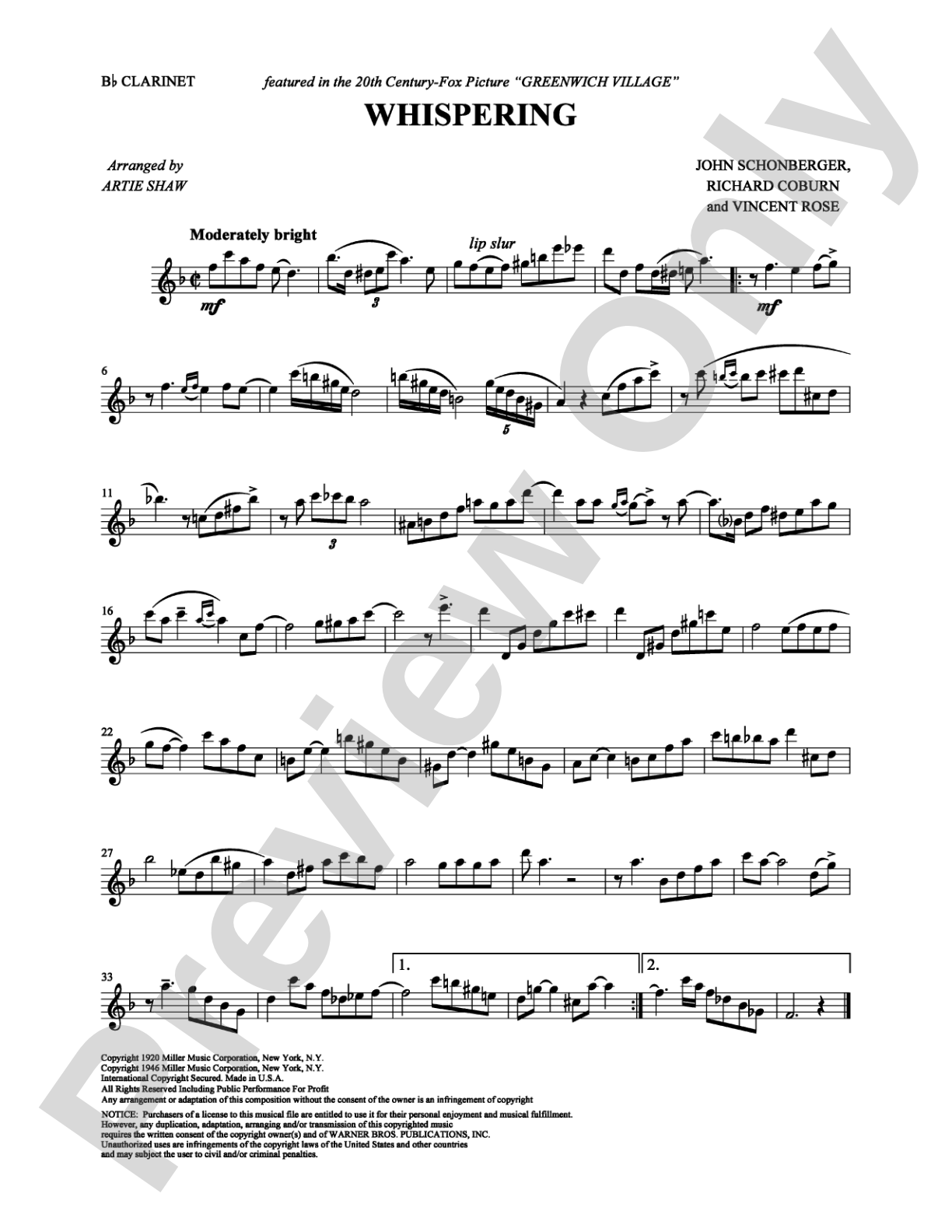 Whispering: Solo & Small Ensemble Digital Sheet Music