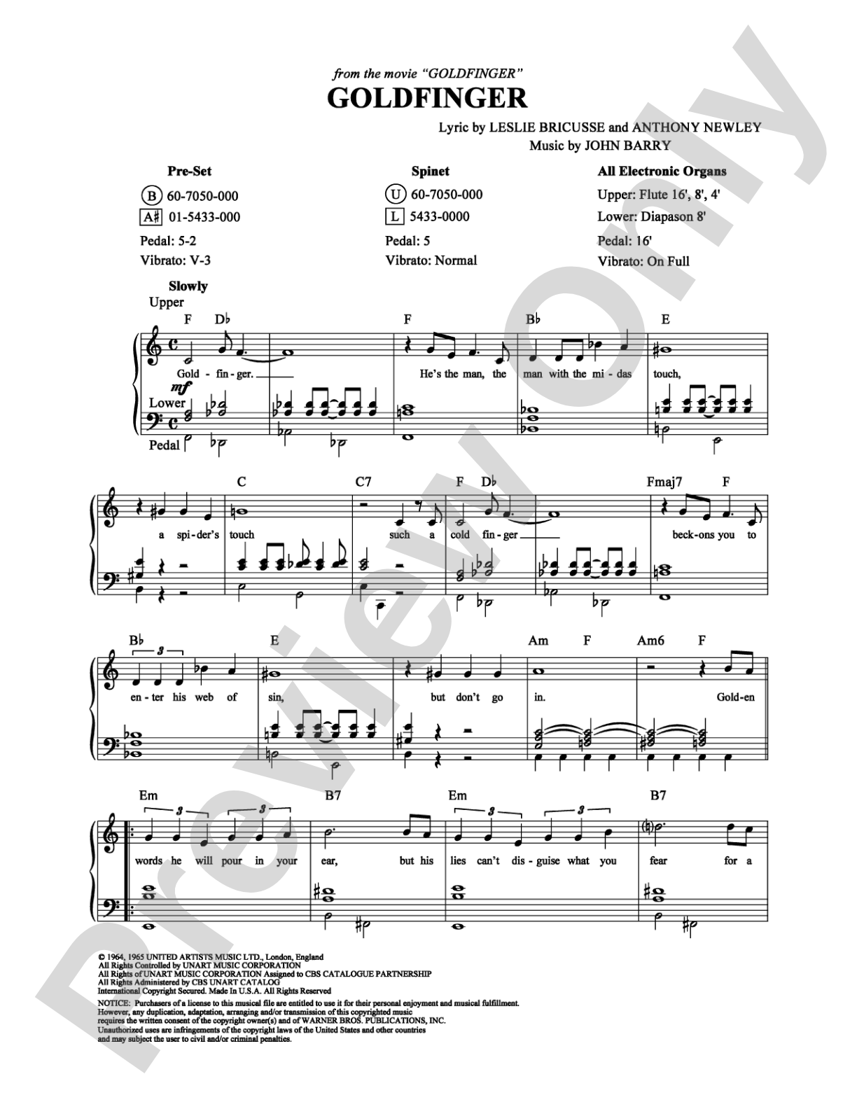 Goldfinger: Organ Digital Sheet Music