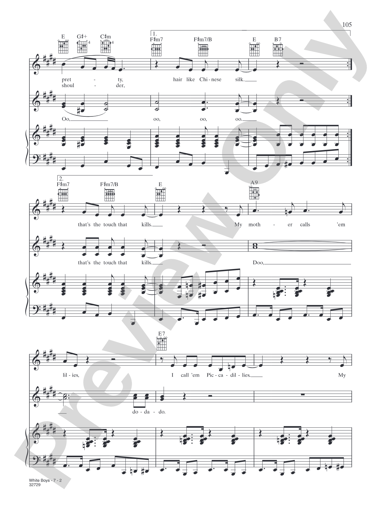 White Boys: Piano/Vocal/Chords