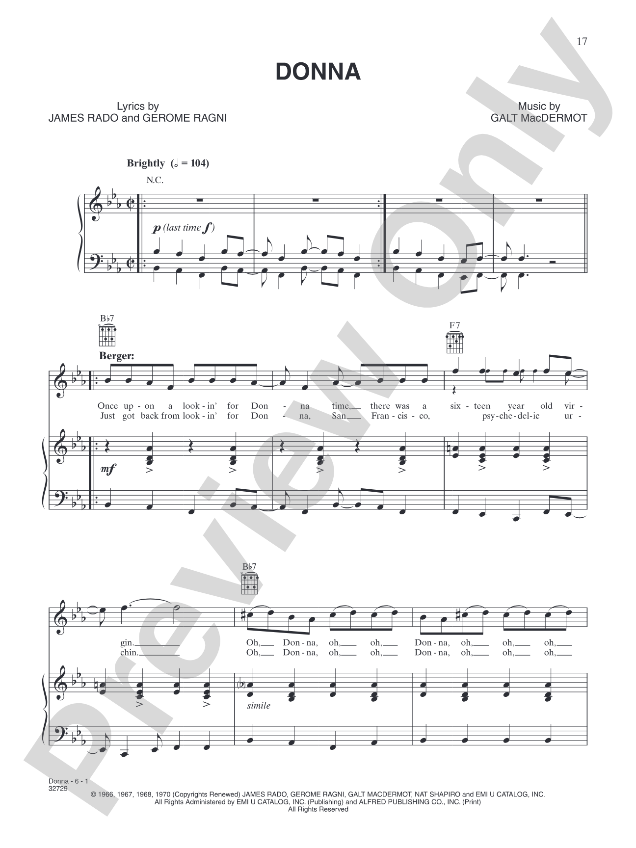 Donna: Piano/Vocal/Chords