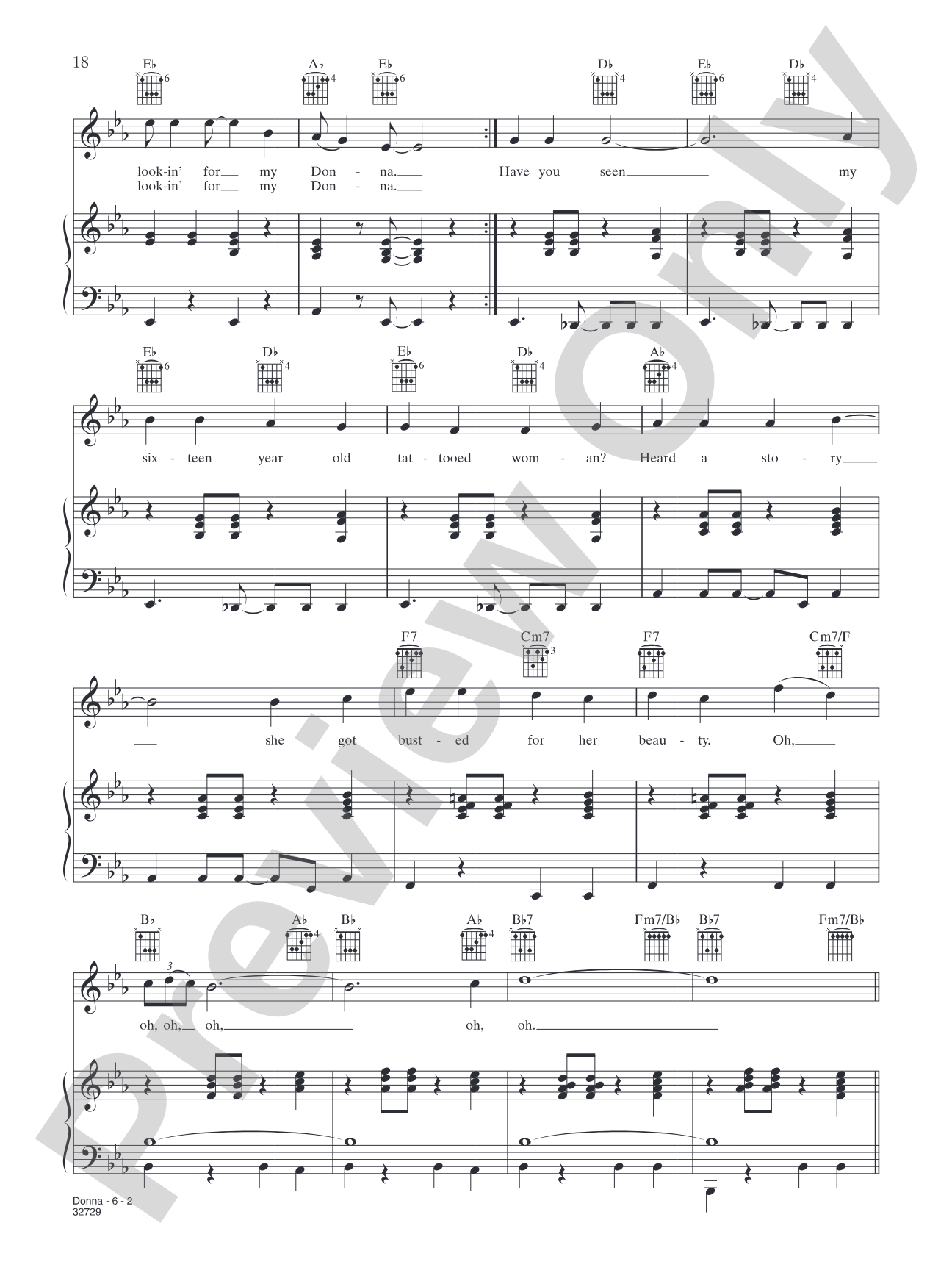 Donna Piano Vocal Chords Galt MacDermot Digital Sheet Music 