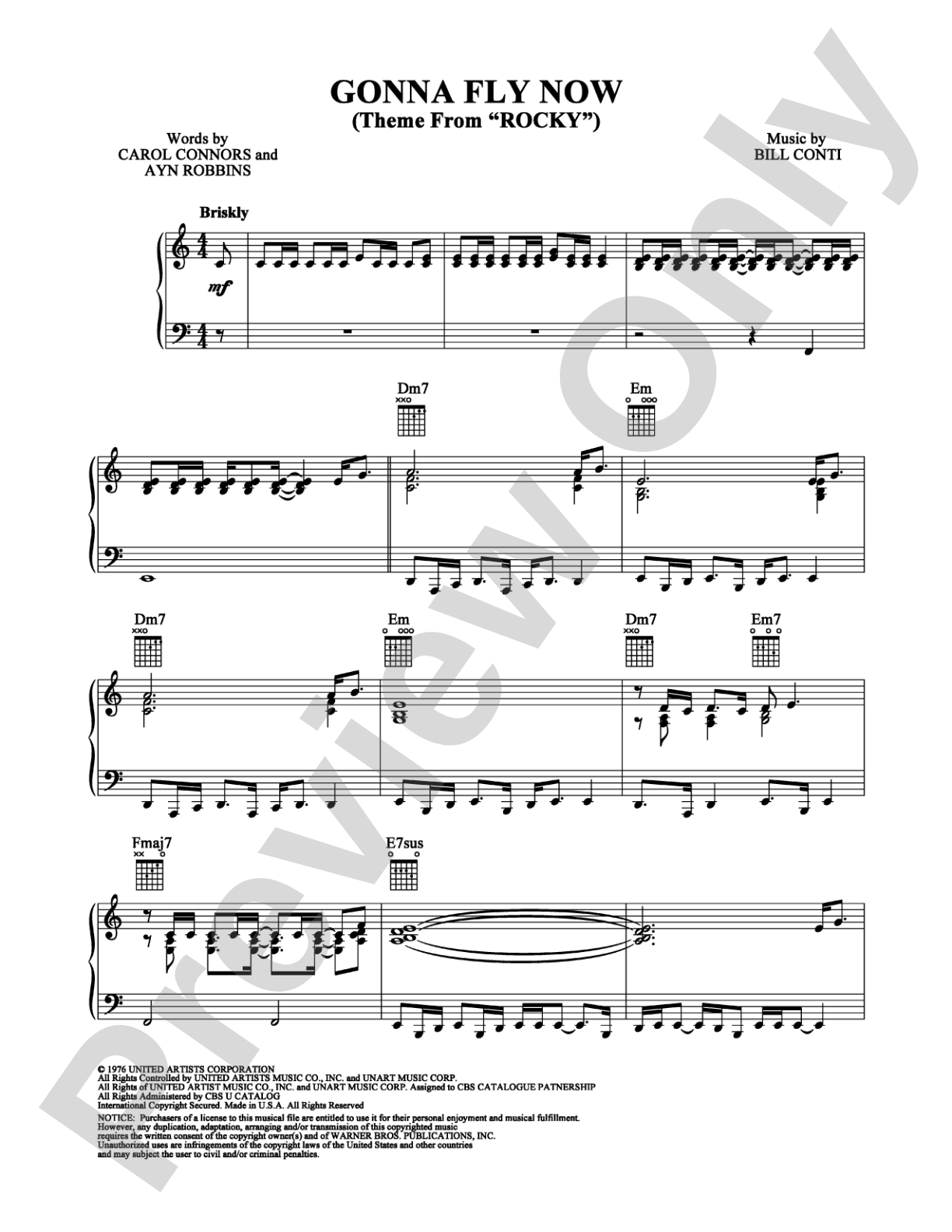 Gonna Fly Now: Piano/Vocal/Chords Digital Sheet Music