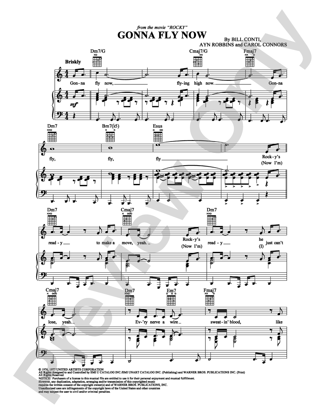 Gonna Fly Now: Piano/Vocal/Chords Digital Sheet Music