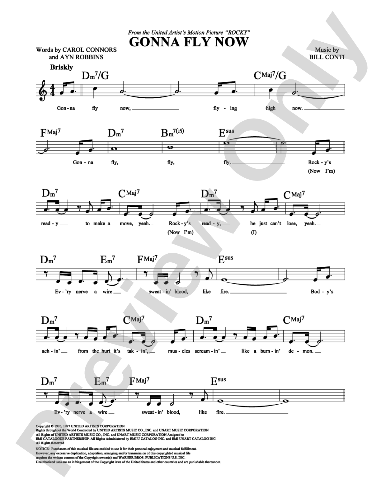 Gonna Fly Now: Lead Sheet Digital Sheet Music
