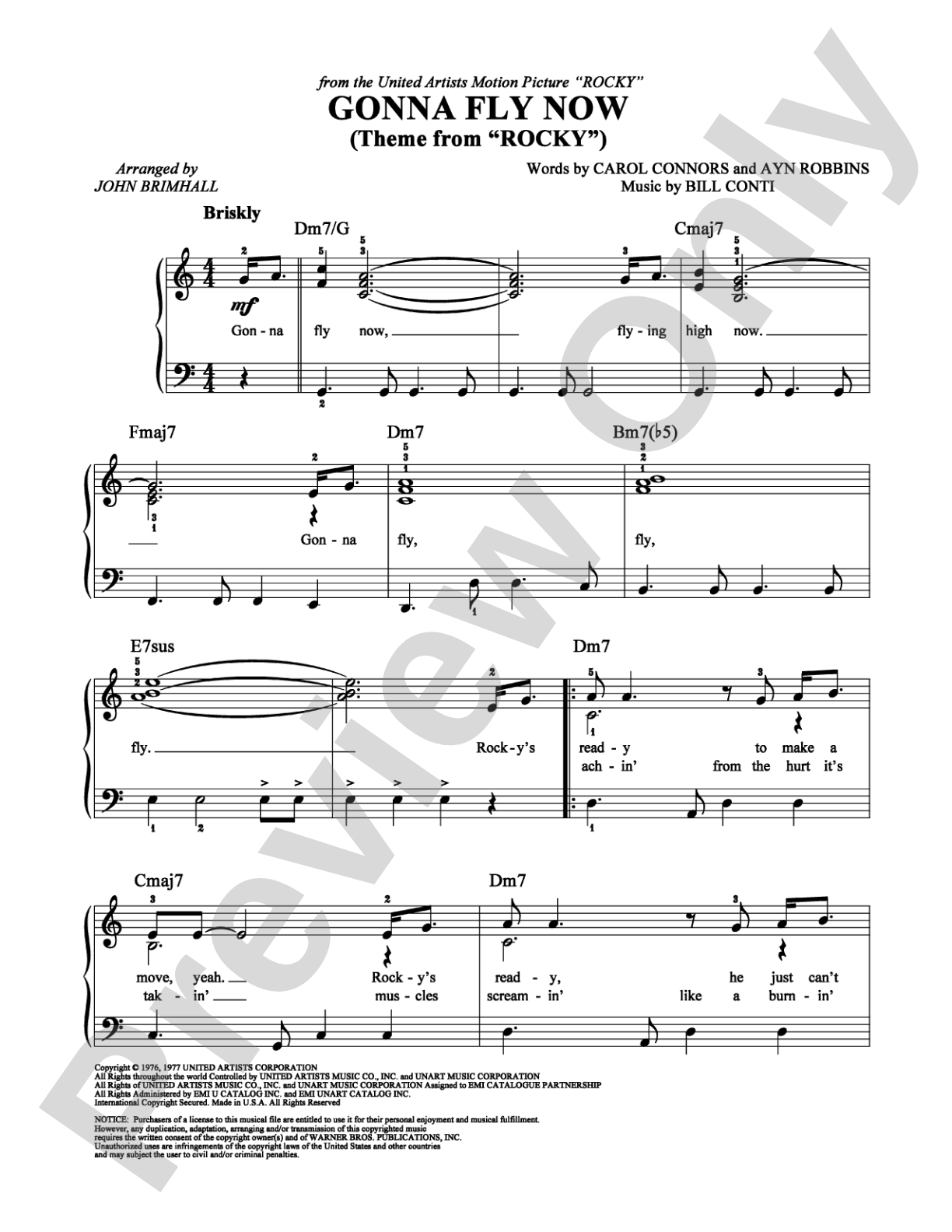 Gonna Fly Now: Easy Piano Digital Sheet Music