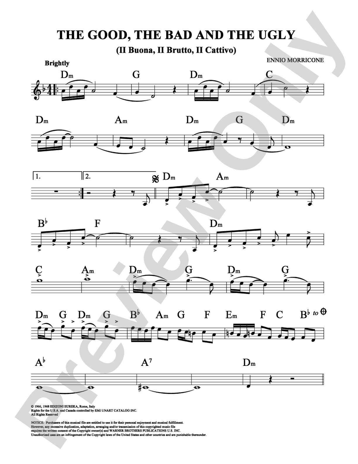The Good, The Bad and The Ugly: Lead Sheet Digital Sheet Music