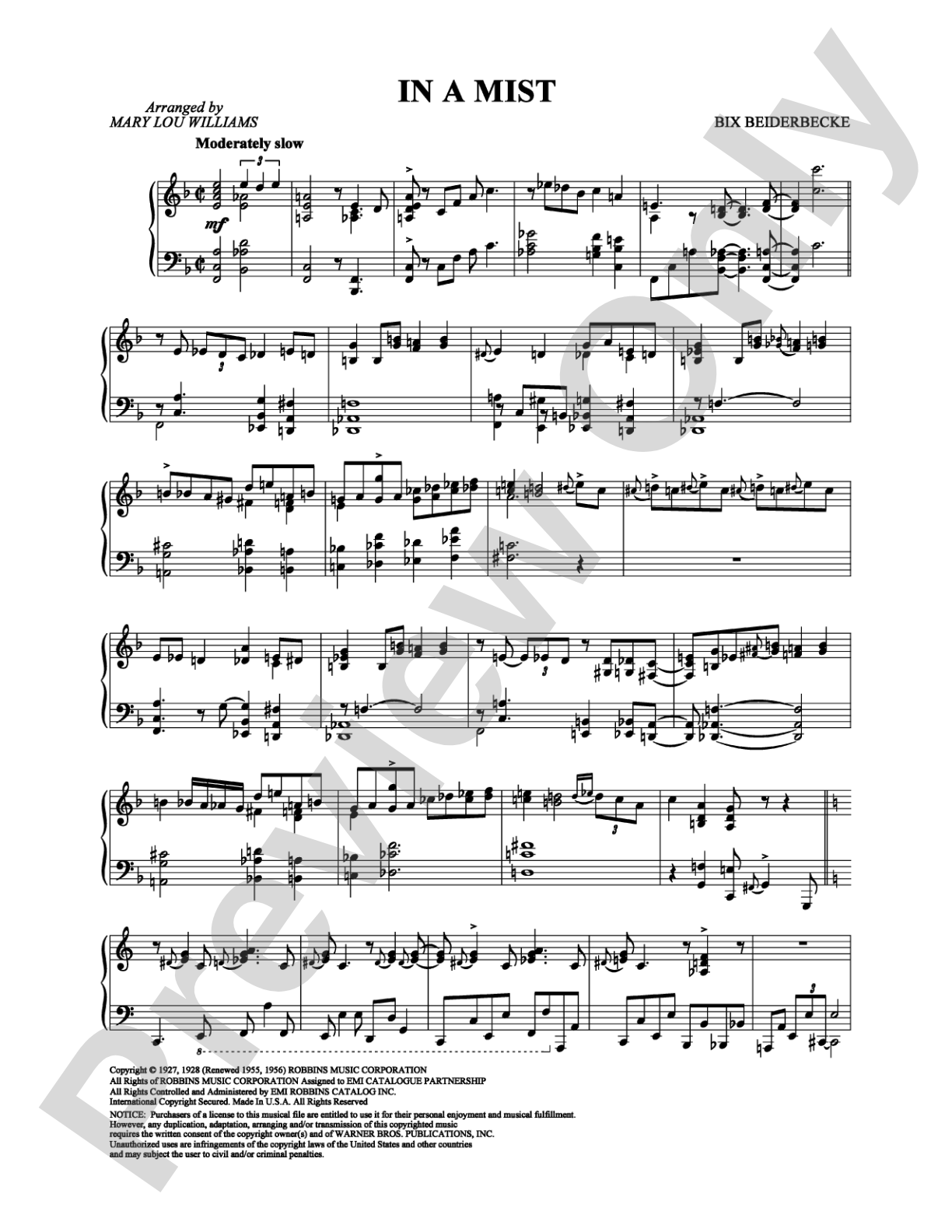 In a Mist: Piano Digital Sheet Music