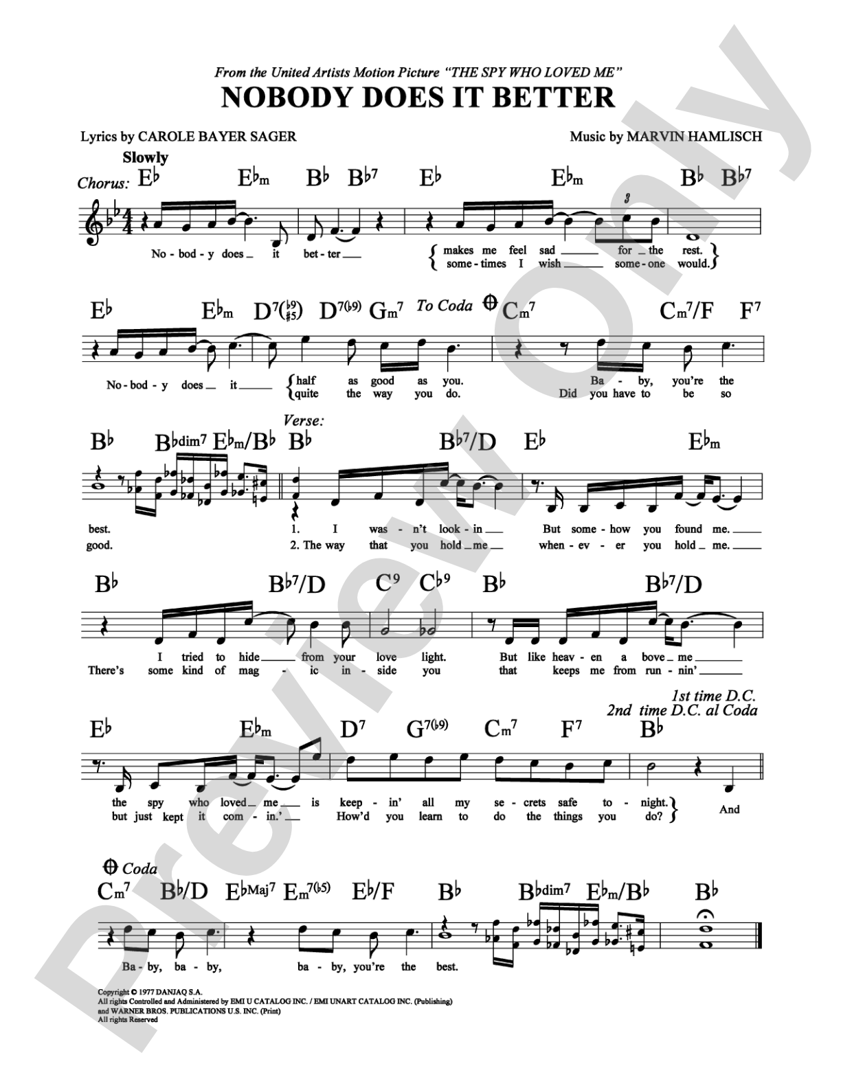 Nobody Does It Better: Lead Sheet Digital Sheet Music