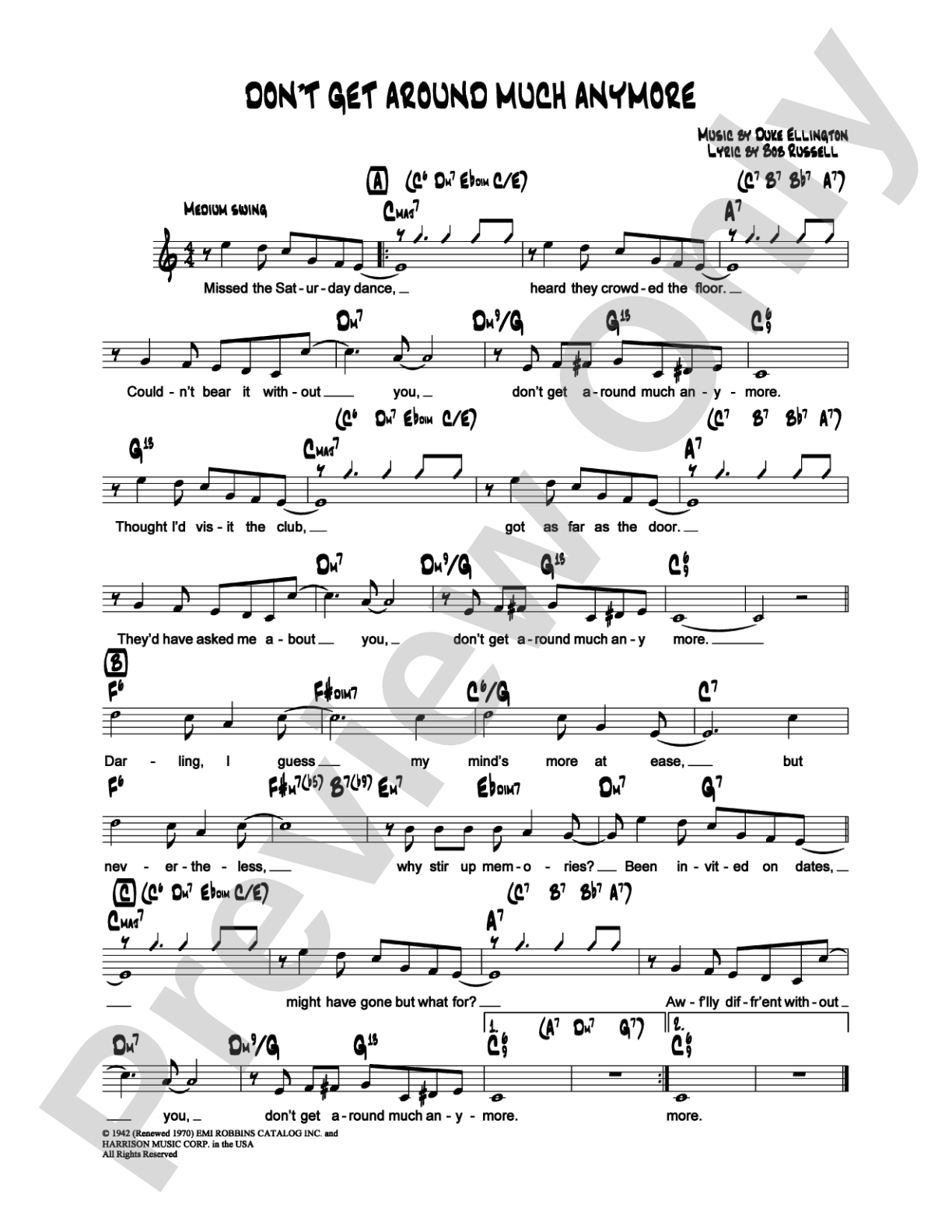 Don't Get Around Much Anymore: Lead Sheet Digital Sheet Music