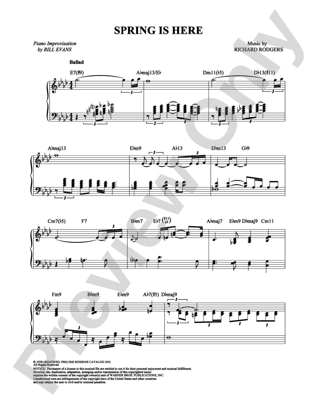 Spring Is Here: Piano Digital Sheet Music