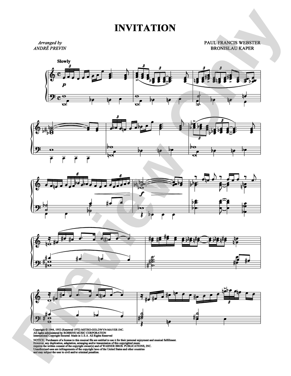 Invitation: Piano Digital Sheet Music