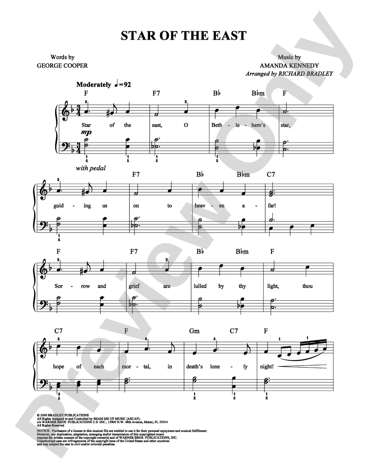 Star of the East: Easy Piano Digital Sheet Music