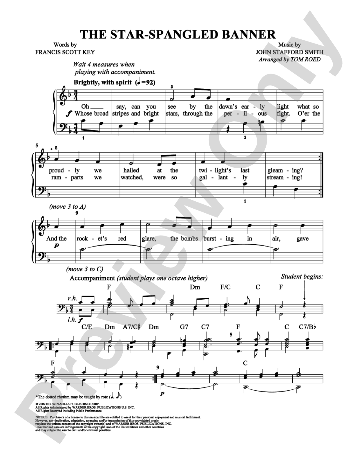 The Star-Spangled Banner: Easy Piano Digital Sheet Music