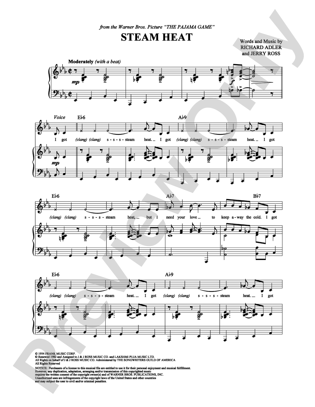 Steam Heat: Piano/Vocal/Chords Digital Sheet Music