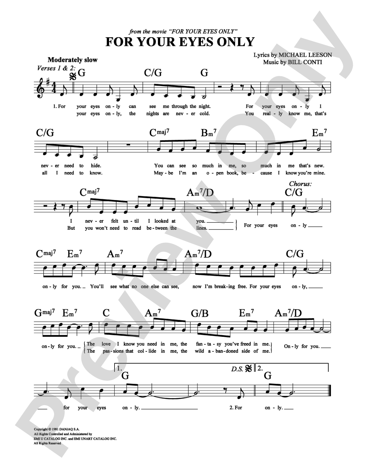 For Your Eyes Only: Lead Sheet Digital Sheet Music