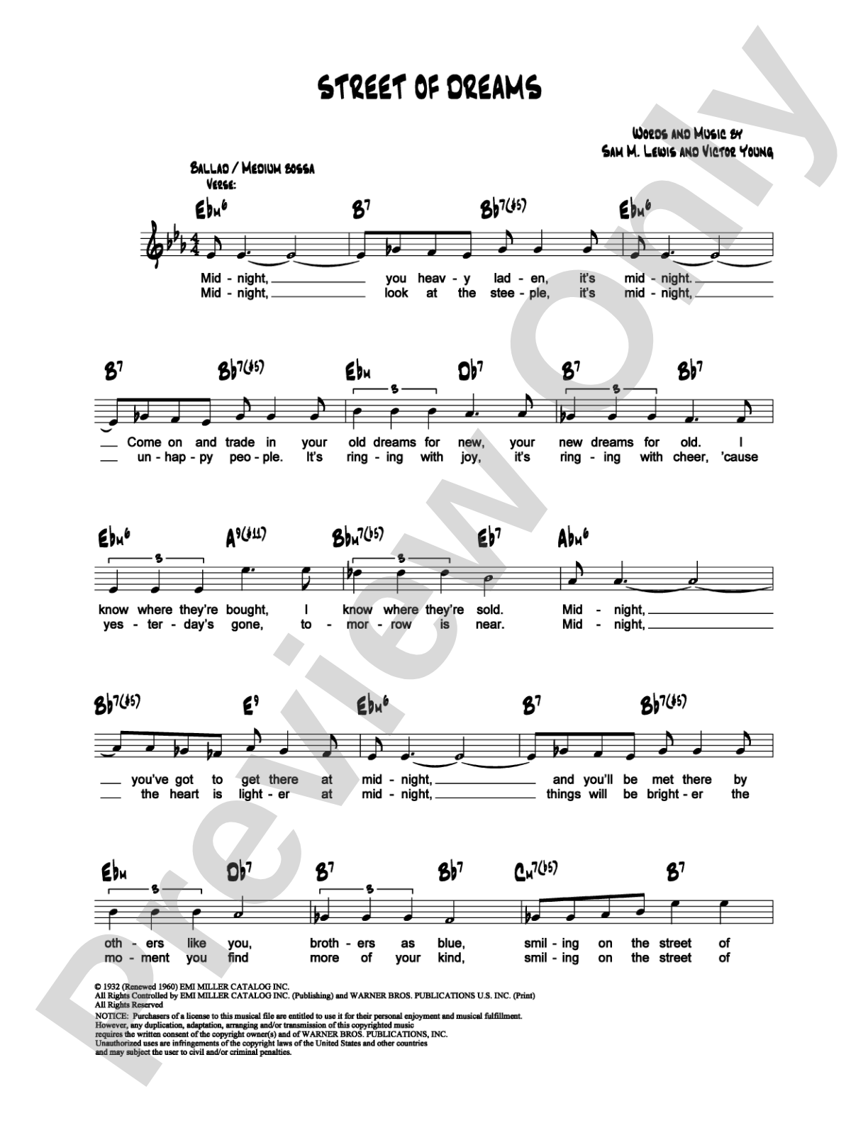 Street of Dreams: Lead Sheet Digital Sheet Music
