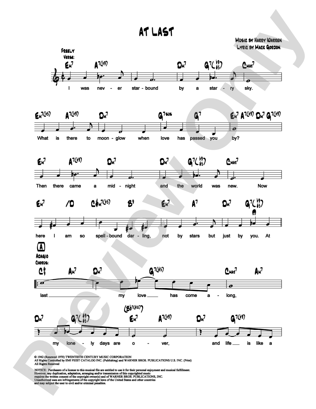 At Last: Lead Sheet Digital Sheet Music