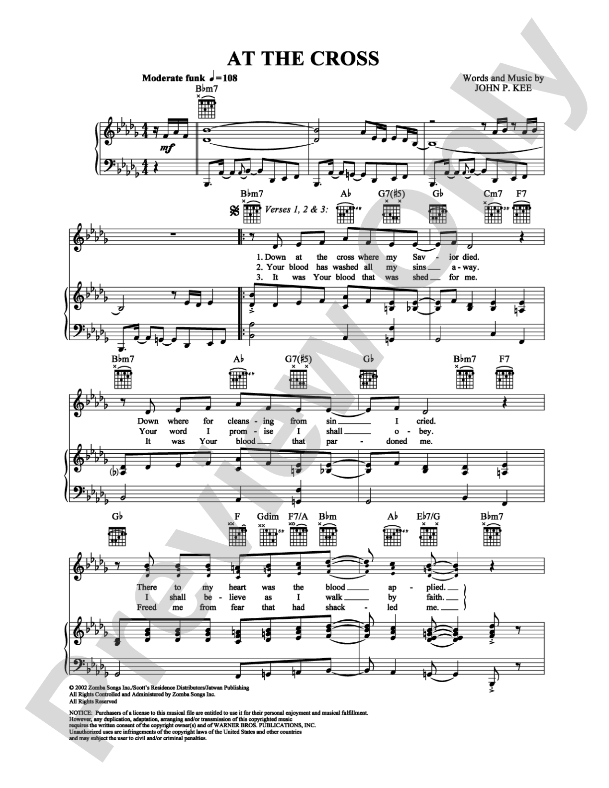 At the Cross: Piano/Vocal/Chords Digital Sheet Music