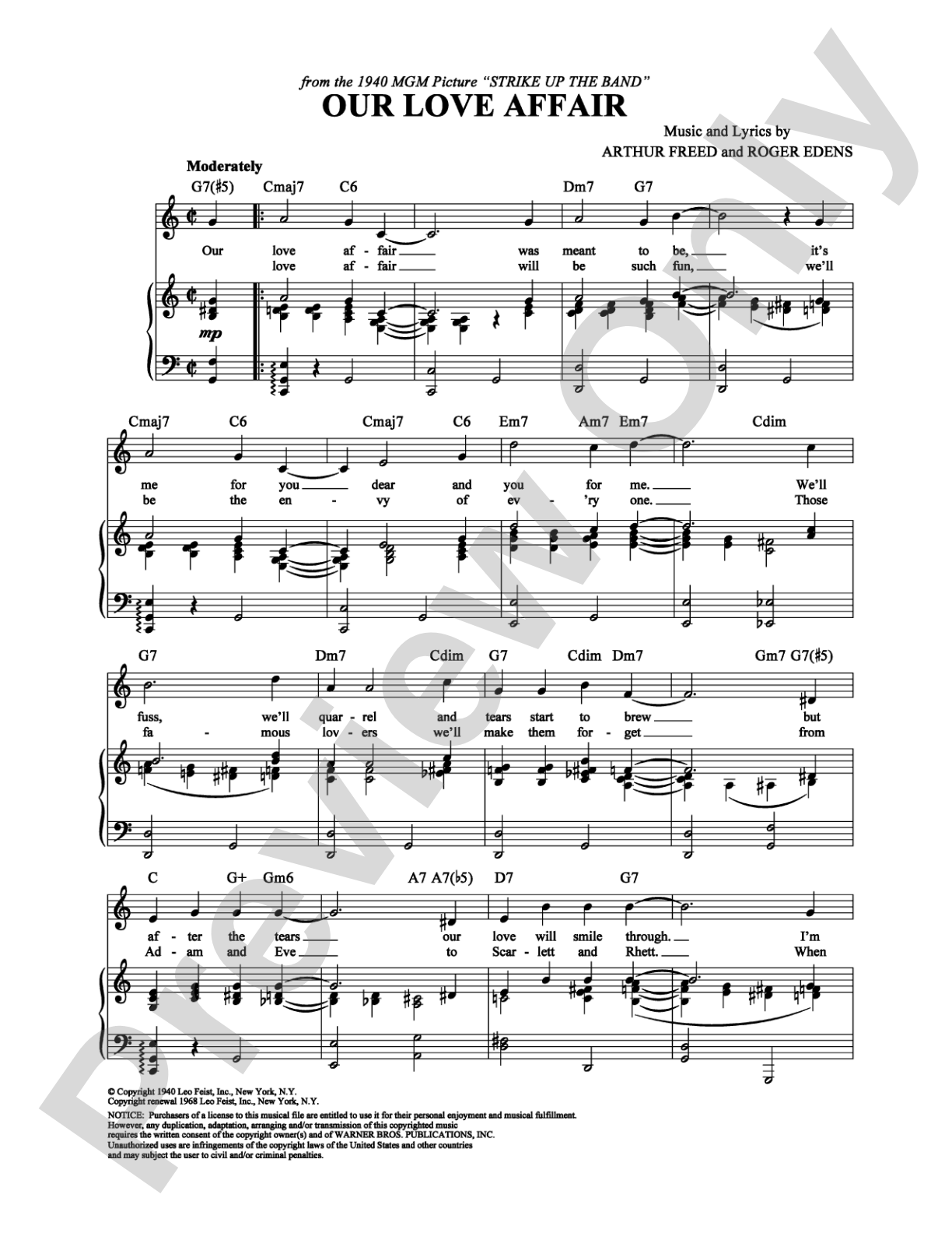 Our Love Affair: Piano/Vocal/Chords Digital Sheet Music