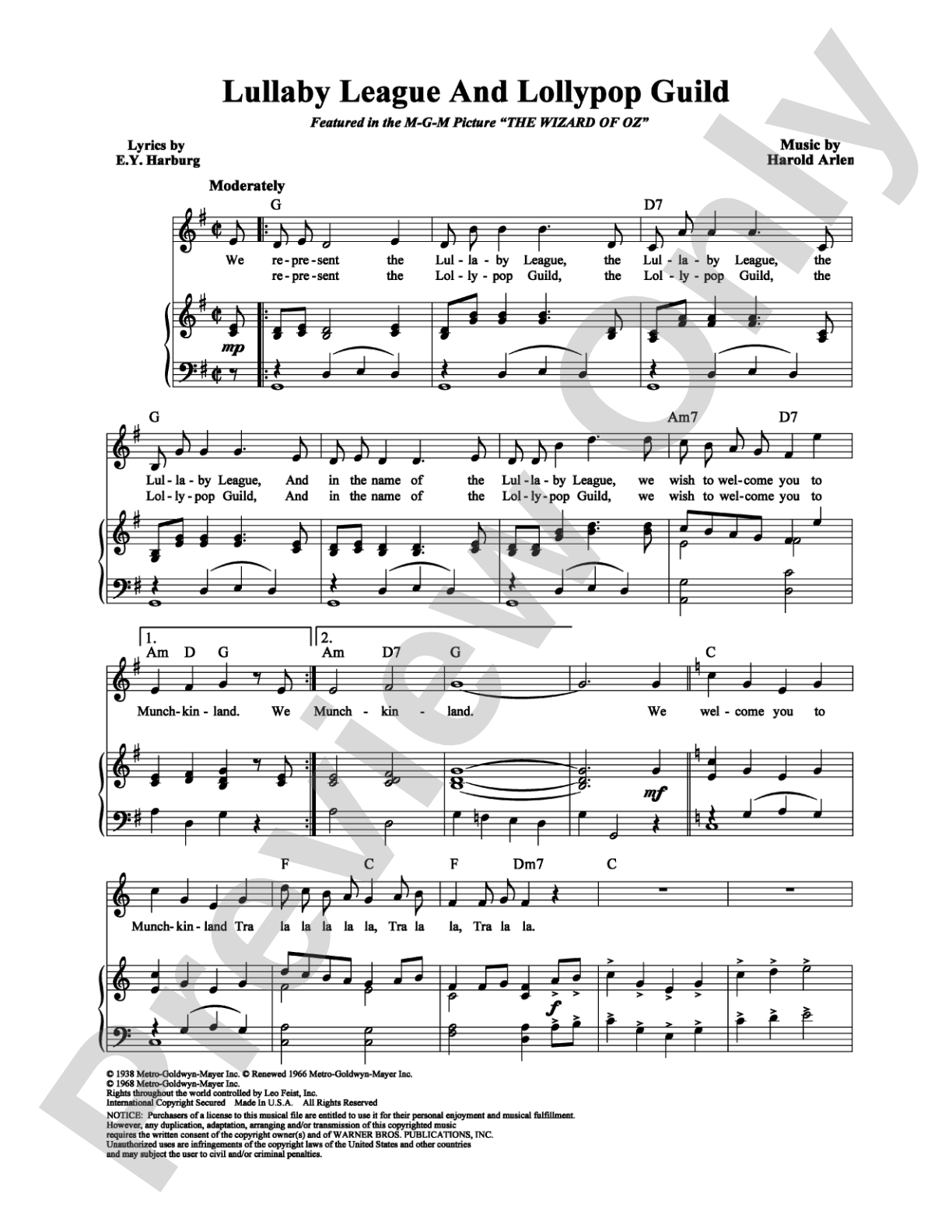 Lullaby League and Lollypop Guild: Piano/Vocal/Chords Digital Sheet Music