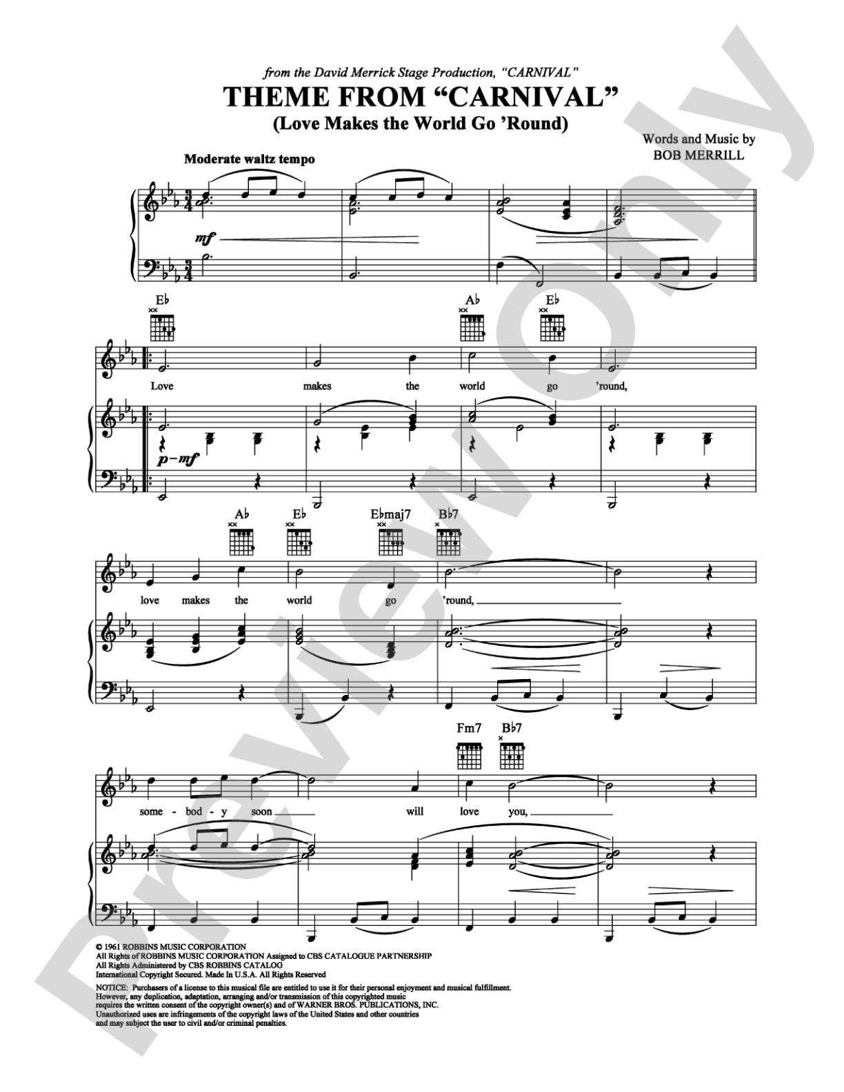 Love Makes the World Go 'Round: Piano/Vocal/Chords Digital Sheet Music