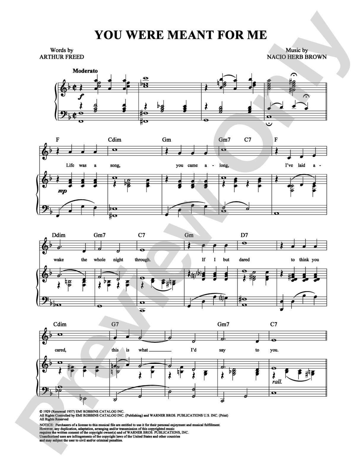 You Were Meant for Me: Piano/Vocal/Chords Digital Sheet Music