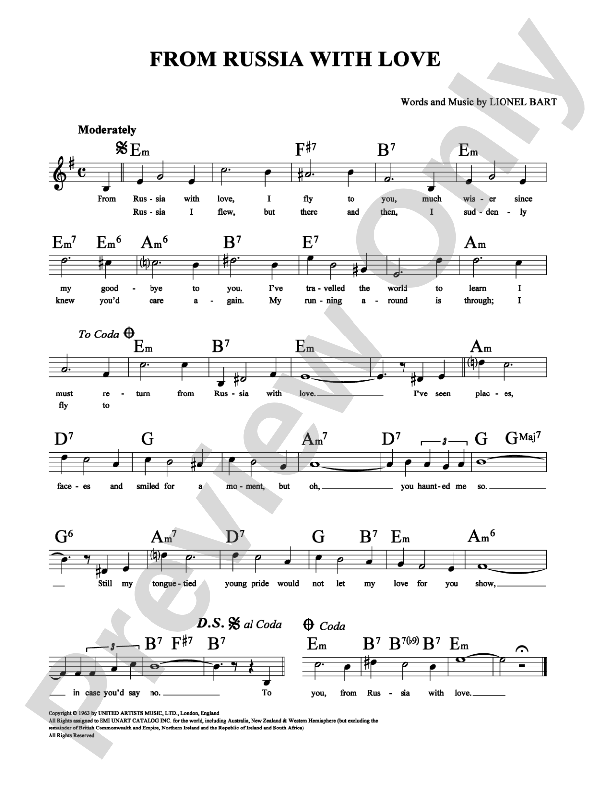 From Russia With Love: Lead Sheet Digital Sheet Music