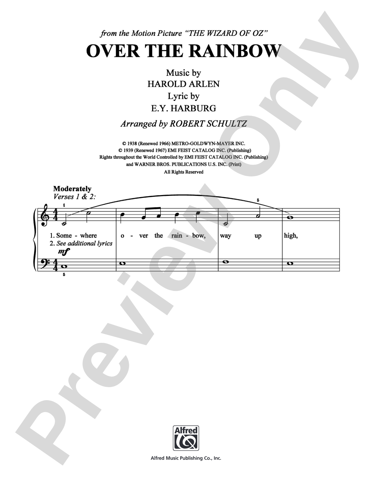Over the Rainbow (from "The Wizard of Oz"): Easy Piano Digital Sheet Music