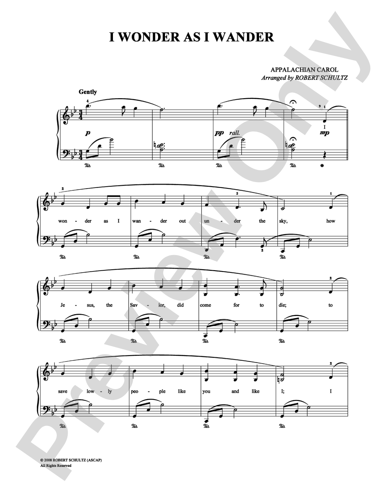 I Wonder As I Wander: Piano/Vocal/Chords Digital Sheet Music