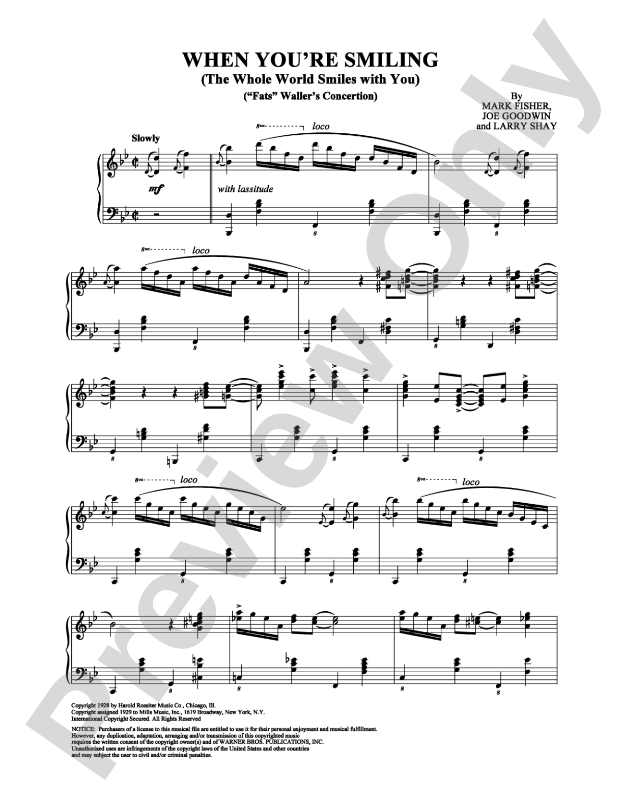 When You're Smiling (''Fats'' Waller's Conception): Piano Digital Sheet Music