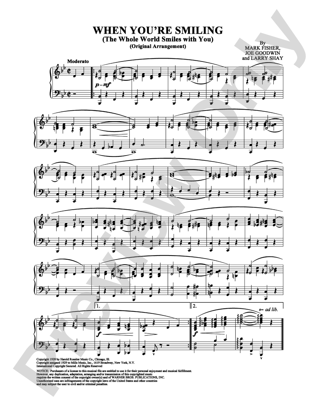 When You're Smiling (Original Arrangement): Piano Digital Sheet Music