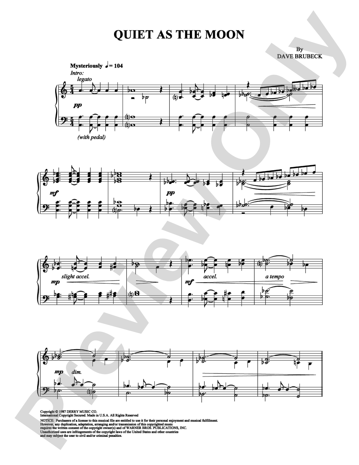Quiet As The Moon: Piano Digital Sheet Music