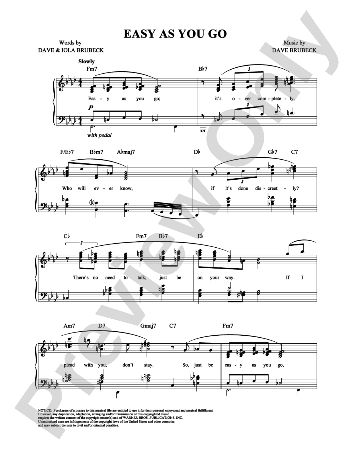 Easy As You Go: Piano/Vocal/Chords Digital Sheet Music