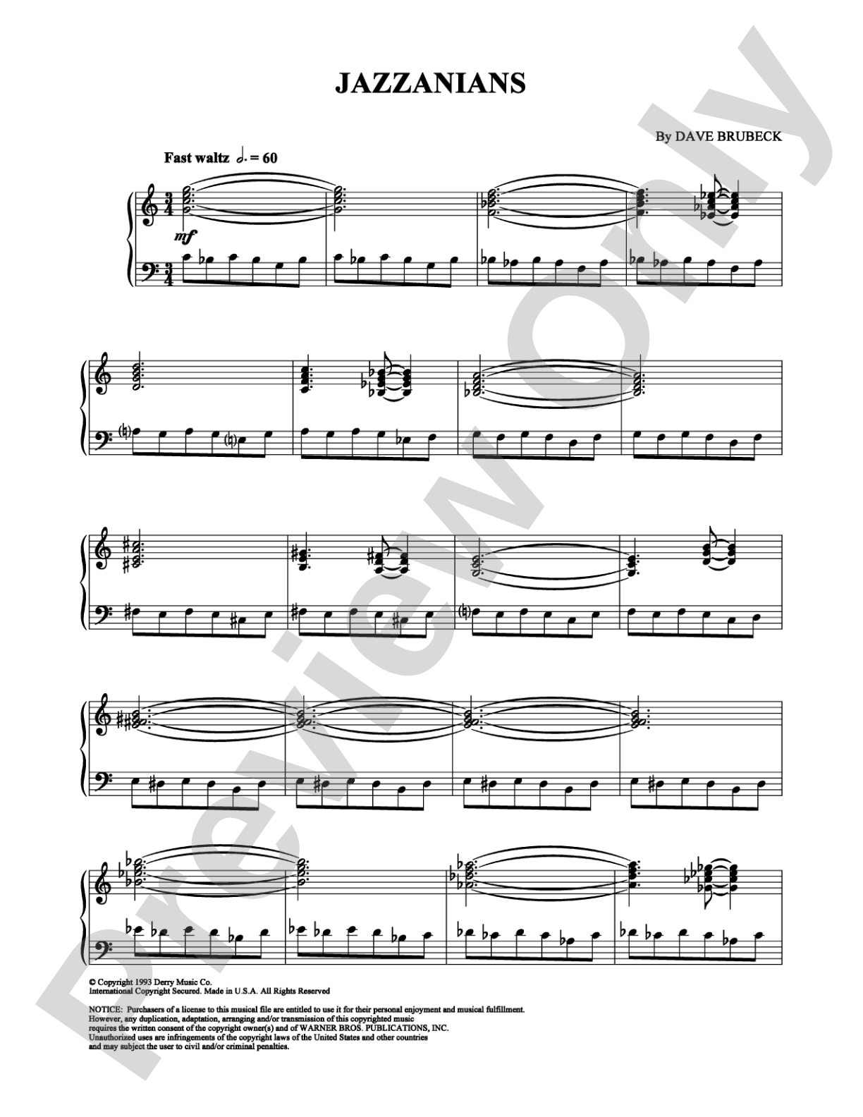 Jazzanians: Piano Digital Sheet Music