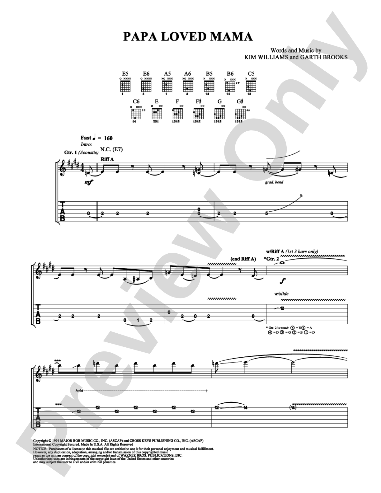 Papa Loved Mama: Guitar TAB Digital Sheet Music