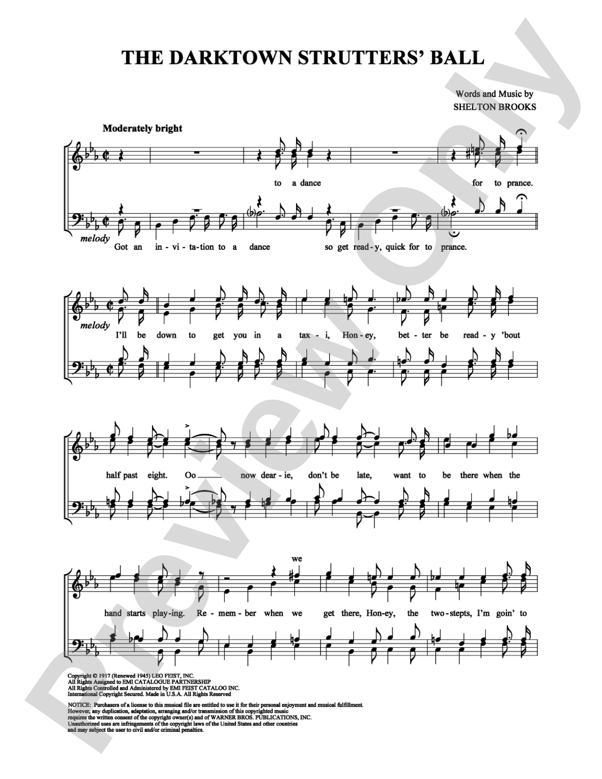 The Darktown Strutters' Ball: Vocal Group Digital Sheet Music