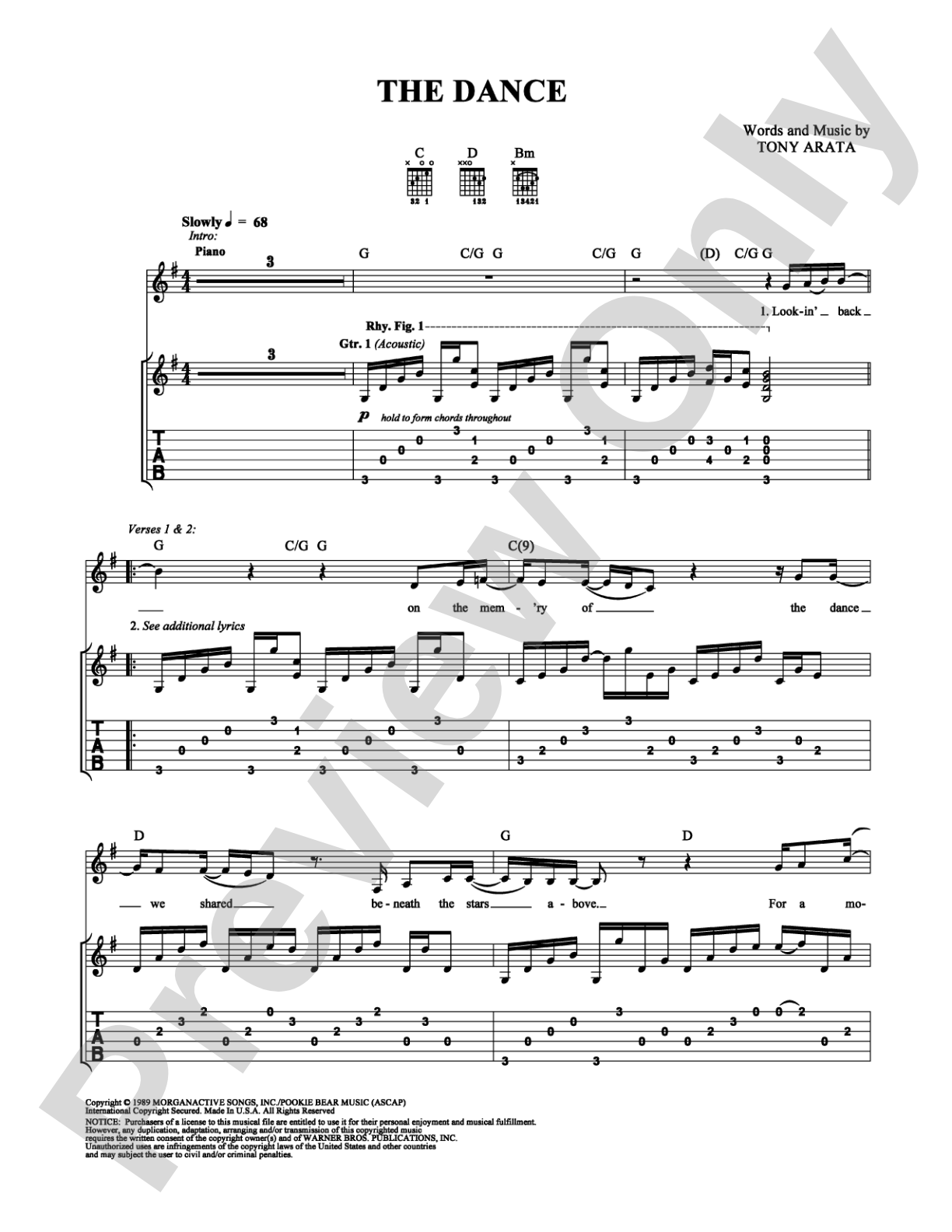 Dance, The: Guitar TAB Digital Sheet Music