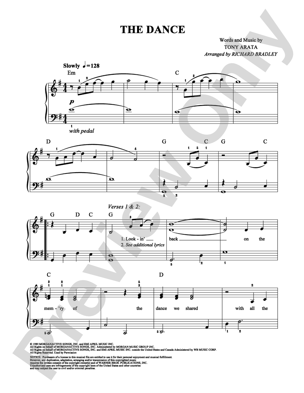 The Dance: Easy Piano Digital Sheet Music