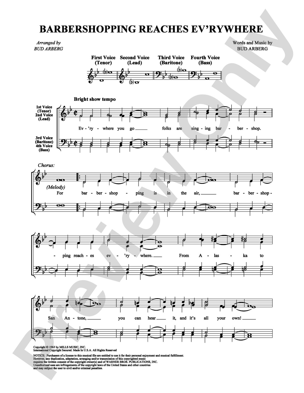 Barbershopping Reaches Ev'rywhere: Vocal Group Digital Sheet Music