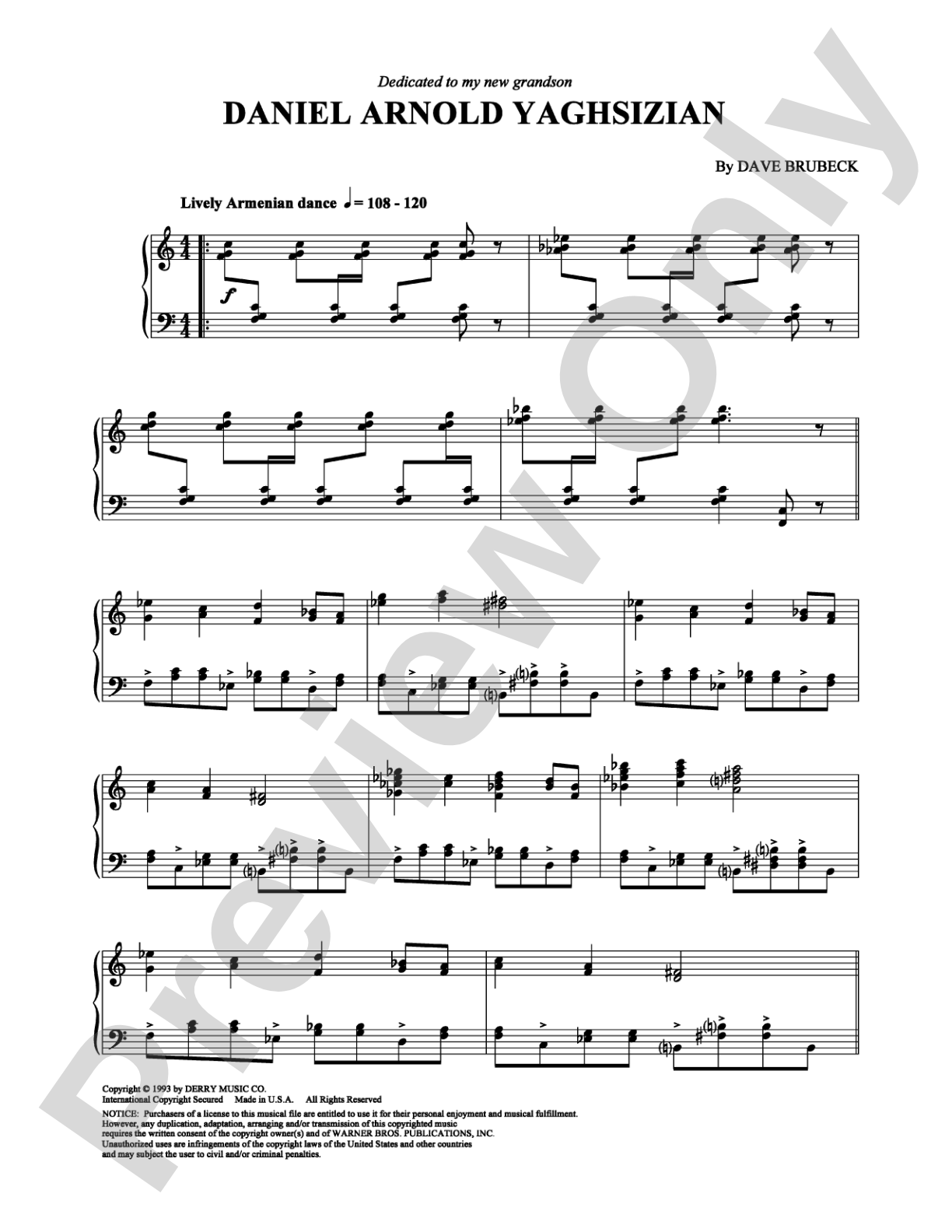 Daniel Arnold Yaghsizian: Piano Digital Sheet Music
