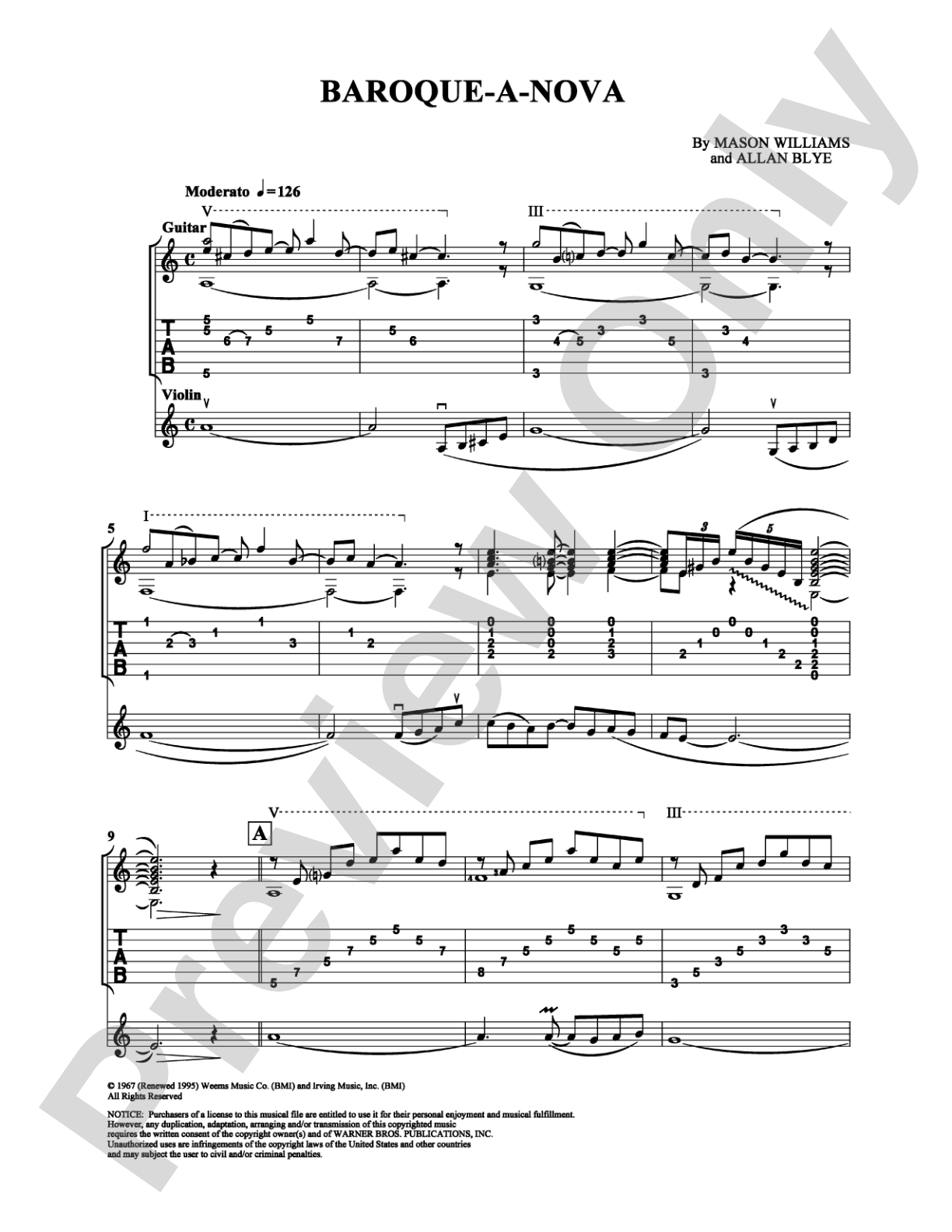 Baroque-a-Nova: Guitar TAB Digital Sheet Music