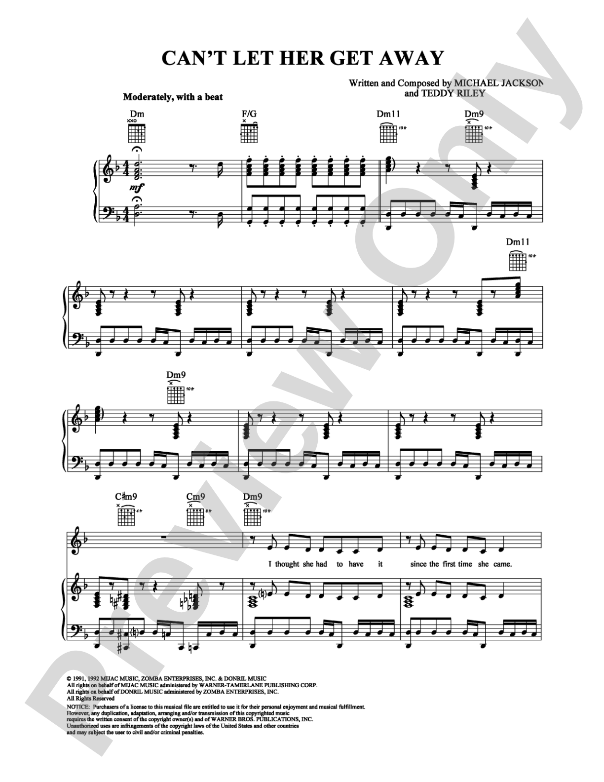 Can't Let Her Get Away: Piano/Vocal/Chords Digital Sheet Music