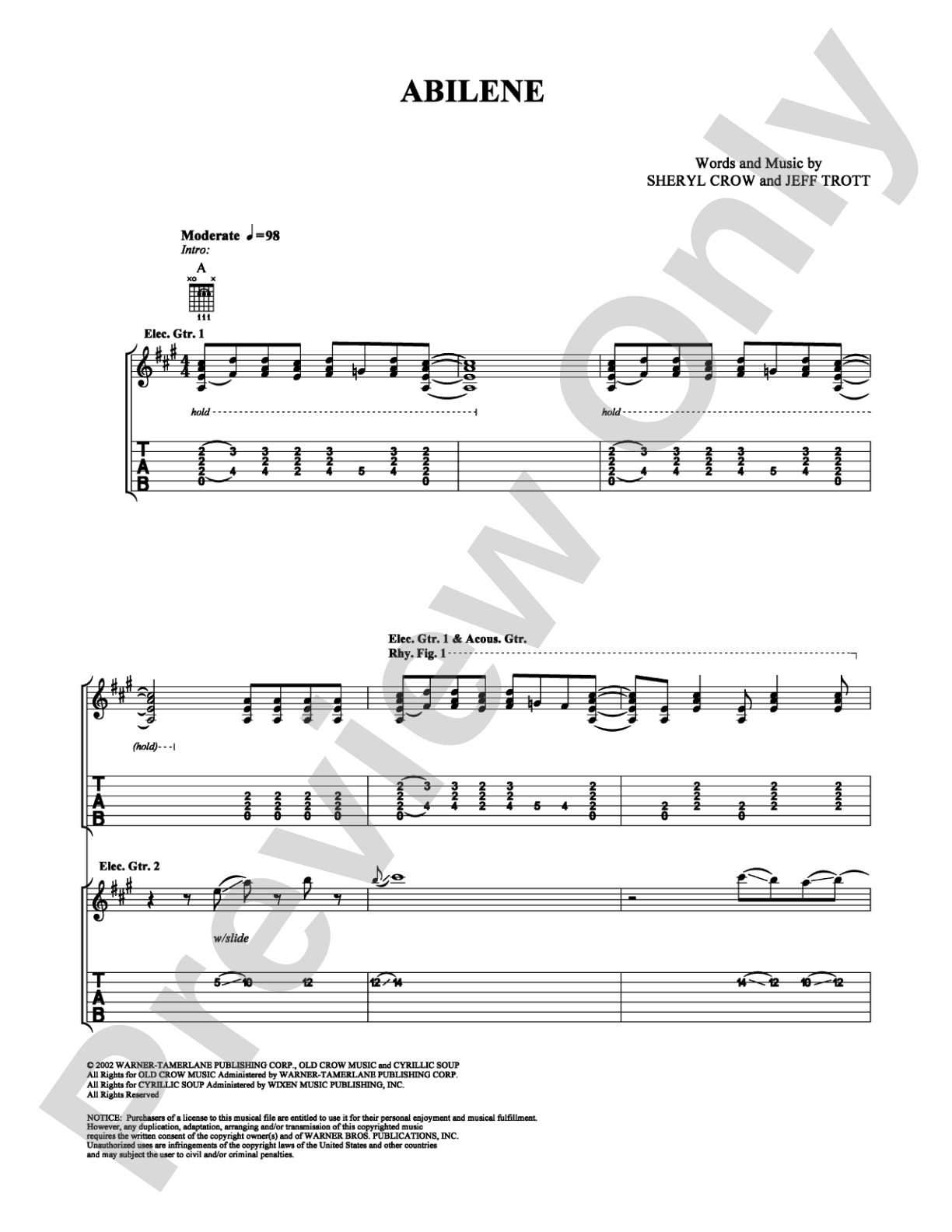 Abilene: Guitar TAB Digital Sheet Music