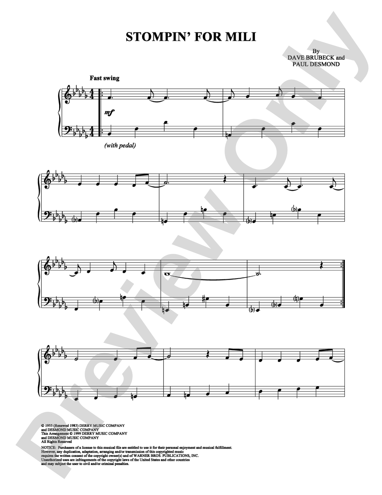 Stompin' For Mili: Piano Digital Sheet Music