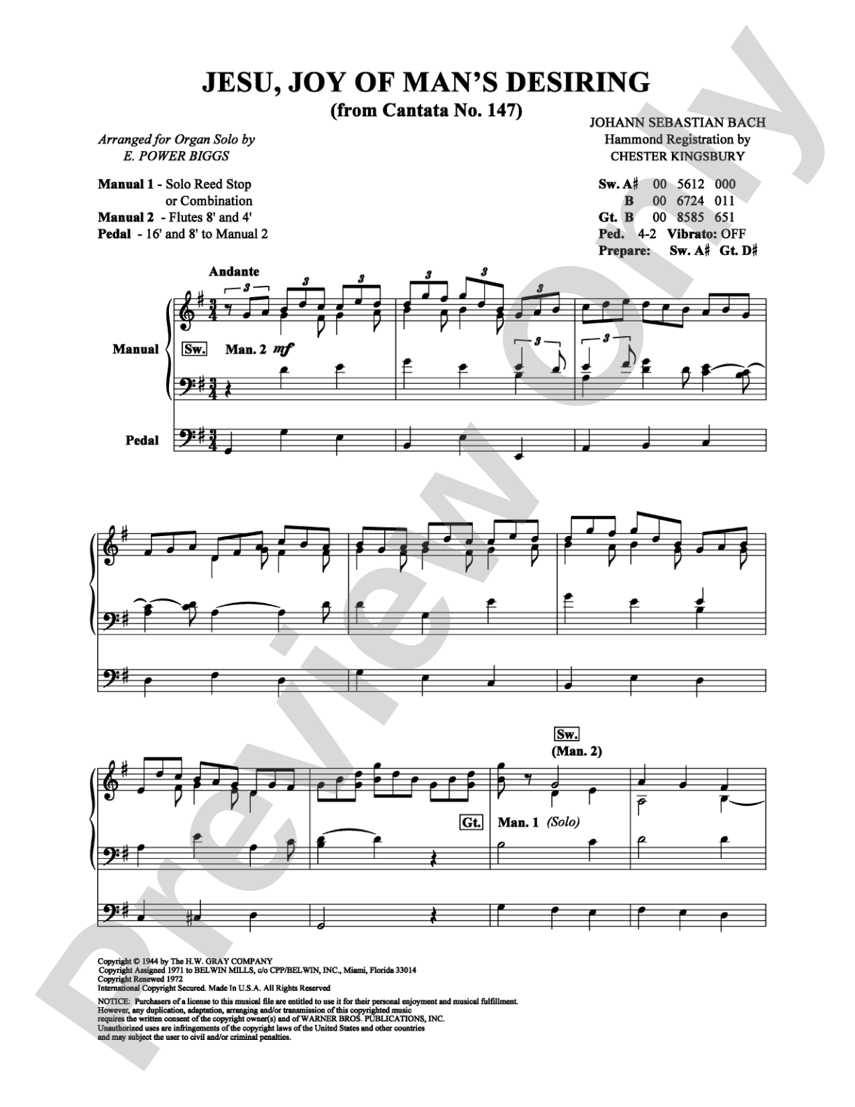 Jesu, joy of man's desiring (from Cantata No. 147): Organ Digital Sheet Music
