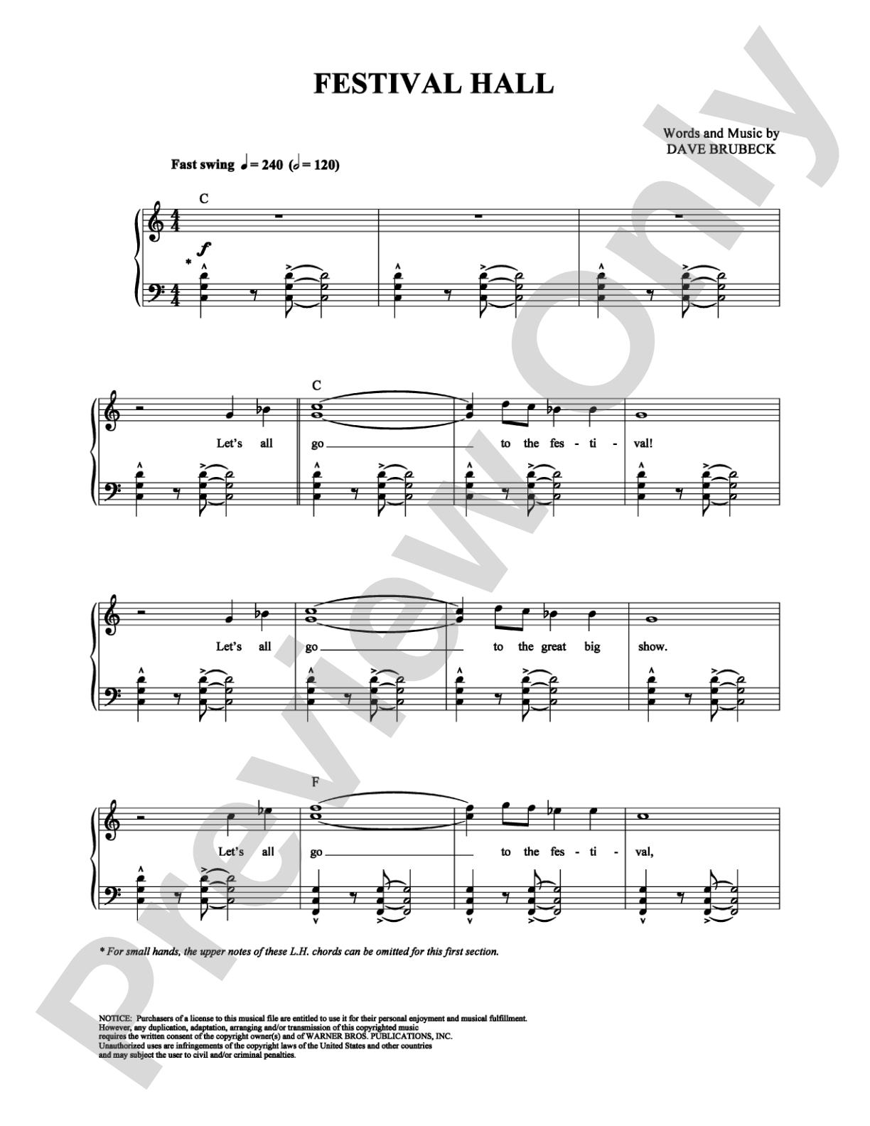 Festival Hall: Piano/Vocal/Chords Digital Sheet Music