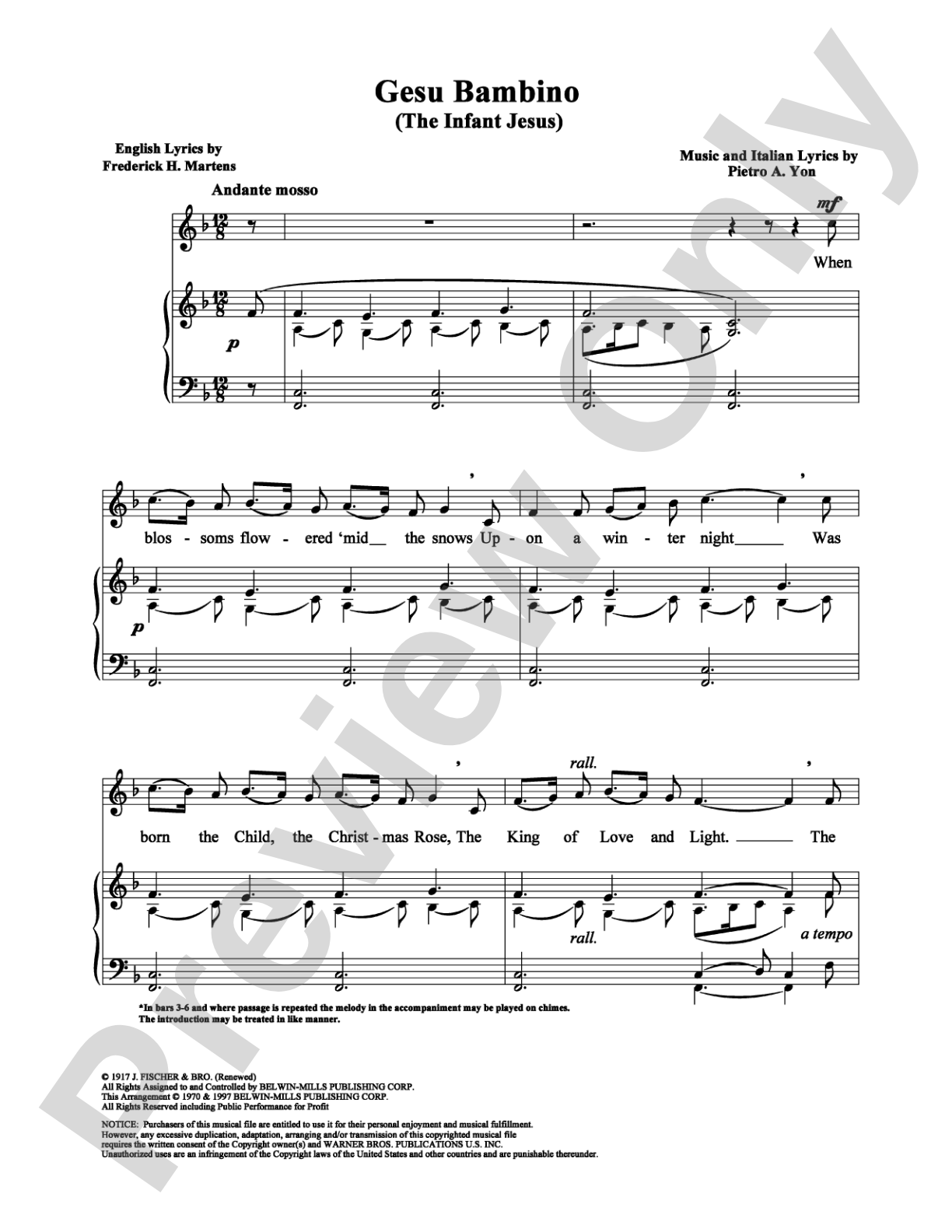 Gesu Bambino: Piano/Vocal/Chords Digital Sheet Music